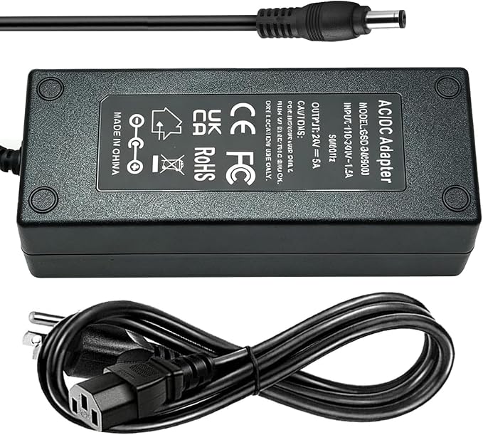 24V 5A AC/DC Adapter 100-240V AC to DC 24 Volt Converter 5amp 4A 3.75A 3.5A 3.3A 3.2A Transformer 5.5x2.5mm for LED Strip CCTV Camera LCD Monitor Massage Chair Power Supply