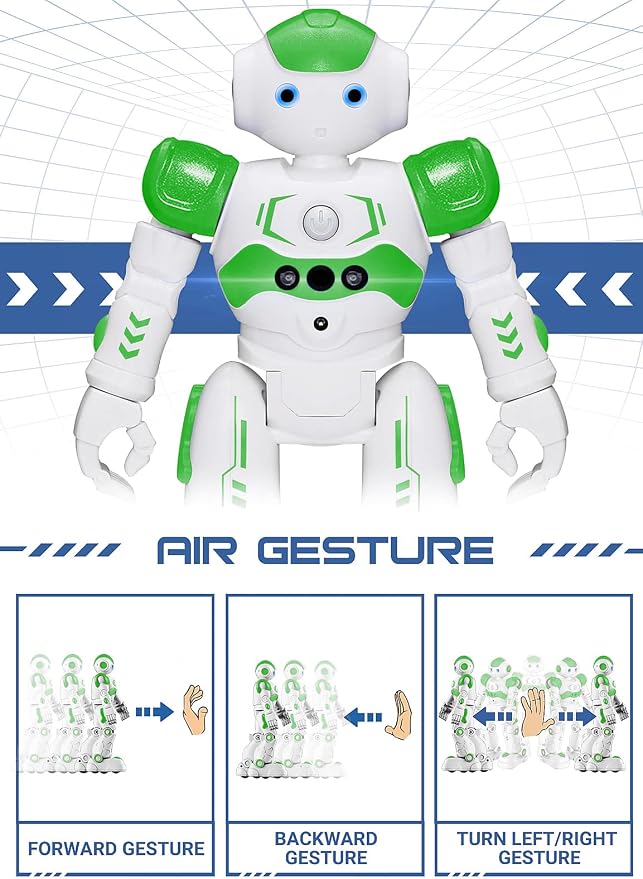 KingsDragon RC Robot Toys for Kids, Gesture & Sensing Remote Control Robot for Age 4 5 6 7 8 Year Old Boys Girls Birthday Present (Green)