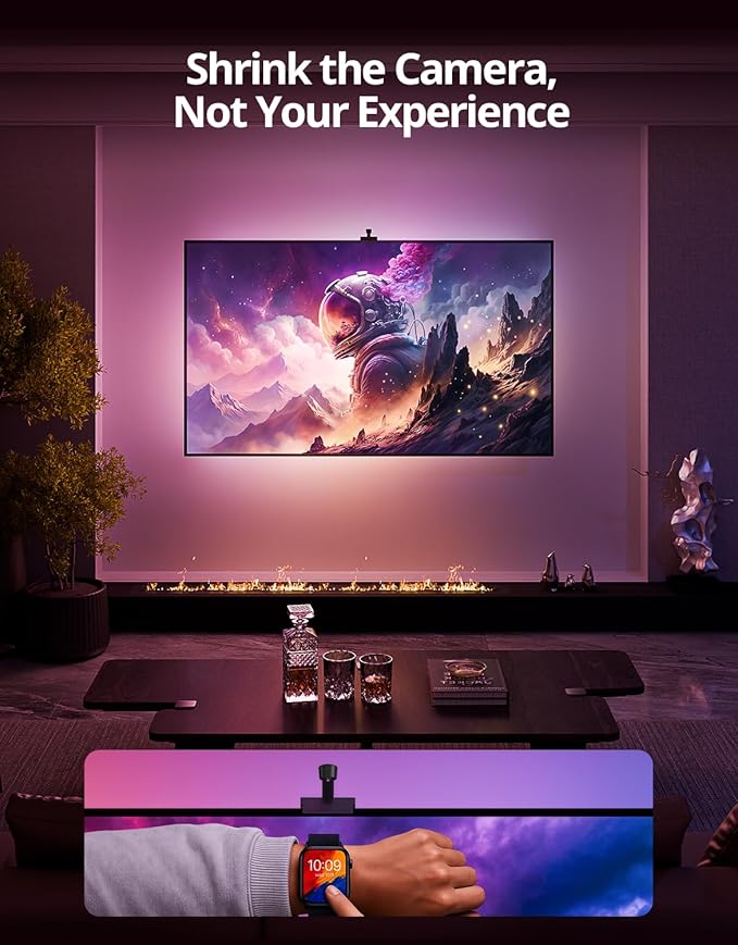 Ailofy Smart LED Backlight with Camera for 55-70 inch Screens, 12.48ft LED Strip Lights Sync to Screen & Music, Color Changing Lights Compatible with Alexa & Google Assistant, App Control
