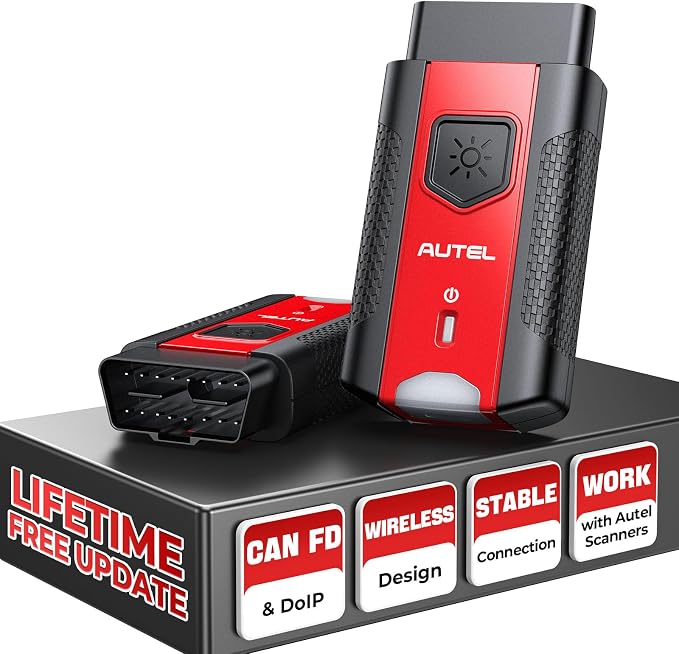 Autel VCI200 Wireless Diagnostic Dongle with CAN FD & DoIP, OBD2 Bluetooth Adapter Connector V200, Upgrade of V150 V100 VCI150 VCI100, Compatible with KM100, MS906 Series, ITS600, BT608, BT609