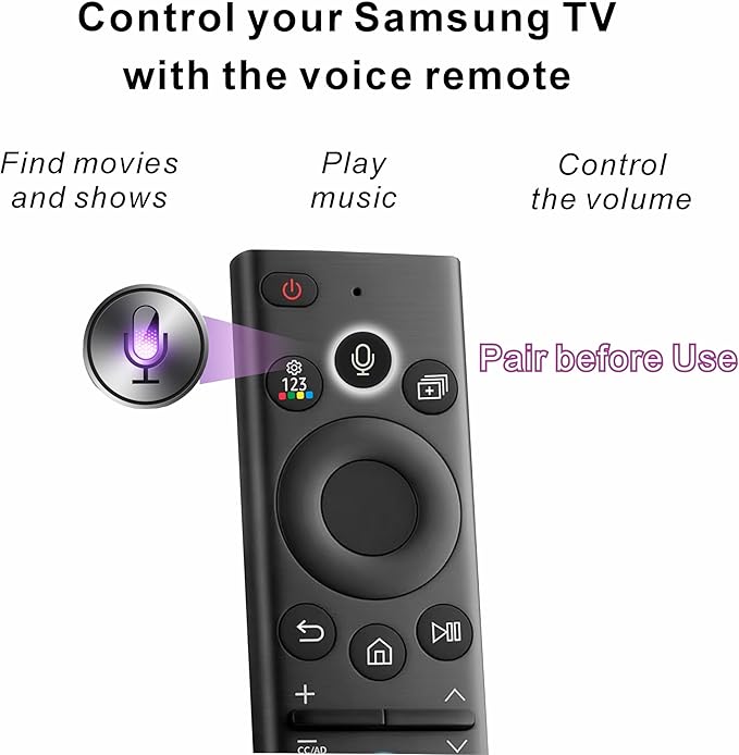 Replacement for Samsung Smart TV Remote Control 2026-2019 | Universal, Bluetooth, Voice, No Rechargeable, No Solar