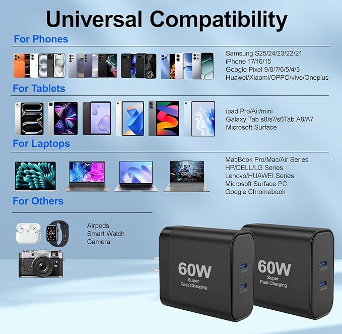 iPhone 17 Charger,45W Fast Charging Dual Port USB C Charger Block with 3/6/10/10FT Type C Charging Cable-PD Quick Adapter 3.0 for iPhone 17e/17/17 Pro/17 Pro Max/Air/16/15 Pro Max/Plus,iPad (Black)