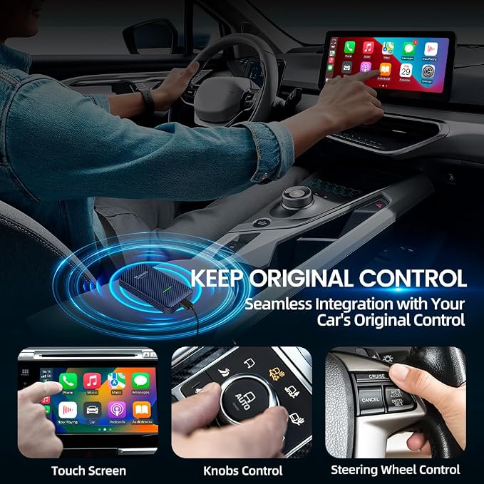 Carlinkit 4.0 Wireless Android Auto & CarPlay Adapter, Convert Wired carplay to Wireless carplay and Wireless Android auto,Plug & Play for Factory Wired Caplay Cars, Fast Connection