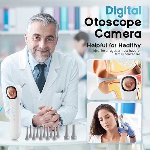 Otoscope Ear Camera with 1.21” Screen, 1080P Ear Scope with 4 LED Lights, Otoscope Camera for Adults, Support Photo & Video, Type-C Charging with Computers, Baby Essentials, Home Medical | 1.21" Screen for real-time viewing. Capture photos and videos, ...