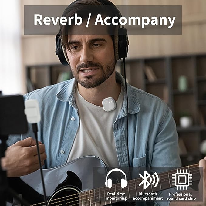 Wireless Microphone for Vlogging Podcast: Lavalier Portable Noise-Cancelling Mic - 24H Battery Life for Tiktok Video Recording Streaming - Gift for Content Creator Youtuber