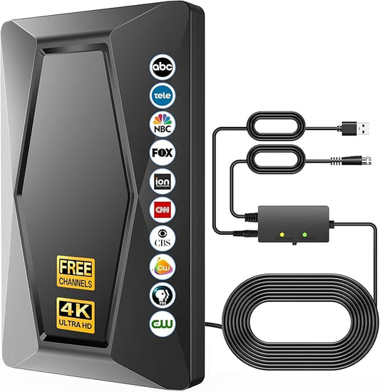 2025 TV Antenna Indoor Antenna for Smart TV Long Range Reception HD Digital Antenna Outdoor with Amplifier Signal Booster for Local Channels Supports 4K 1080p