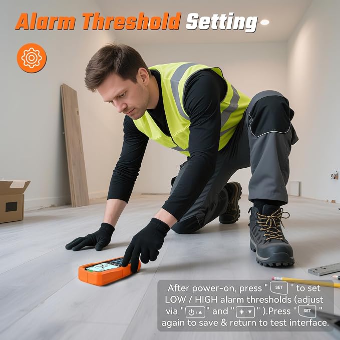 Pinless Moisture Meter for Walls and Wood | Non-Destructive, For Drywall, Concrete & Flooring, Rechargeable, Digital Moisture Tester