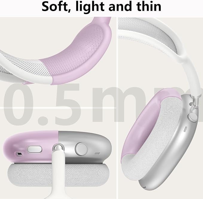 Silicone Case Cover for AirPods Max Headphones,Ear Pad Case Cover/Ear Cups Cover/Headband Cover for AirPods Max 2/1 (2026/2024/2020) (USB-C/Lightning), Accessories for Apple AirPods Max 2, Foggy Pink