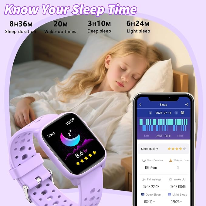 Smart Watch for Kids, 1.83" Fitness Tracker Watch Pedometer, Heart Rate, Sleep Monitor, IP68 Waterproof, Pedometer, Puzzle Games with/Without APP for Girls Boys Teens 6-16