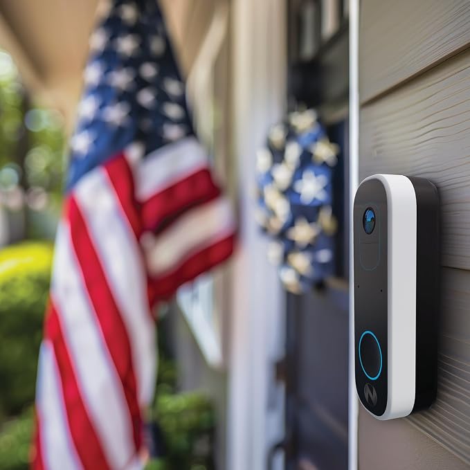 Night Owl 2K Wi-Fi Smart Dual-Powered Video Doorbell with Chime - Black