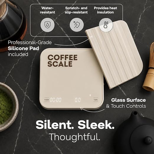 Aviora Coffee Scale with Timer – 0.1g Precision USB-C Rechargeable Digital Espresso Scale, LED Display, Tare Function for Pour Over & Barista Brewing