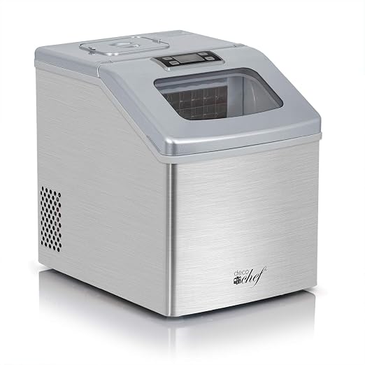 Deco Chef Countertop Ice Maker 40LB/24H, 24 Full Cubes Every 15 Minutes, Adjustable Size, Digital Control and Timer, Self-Cleaning, EZ Access Flip Lid, Scoop Included, Stainless Steel