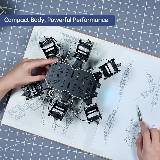 18DOF Hexapod Robot for Arduino Programming, Spider Walking Crawling Self-Balancing AI Vision Voice Control Obstacle Avoidance, STEM Education Open Source Robot with Tutorials, miniHexa Advanced Kit