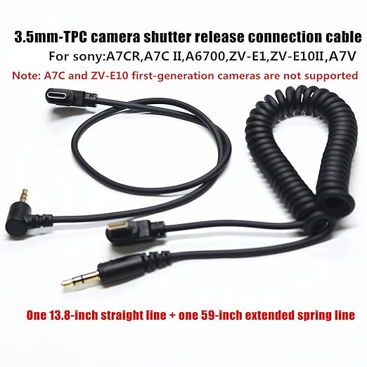 (3.5mm-USB c) for Sony a7v/a7m5 Shutter Release Connection Cable Camera a6700 a7c r/a7cII/ZV-E1/ZV-E10 II 13.8in Flash Starter Remote Control Accessory Wire(3.5mm-Type c Cable 2pcs)