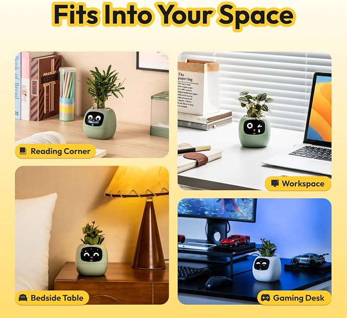 PLANTSIO Ivy Interactive AI Desk Companion, Smart Plant Pet with 100+ Expressions, Cute Indoor Planter for Office Decor, Unique Gift for Plant Lovers & Coworkers(Blush)