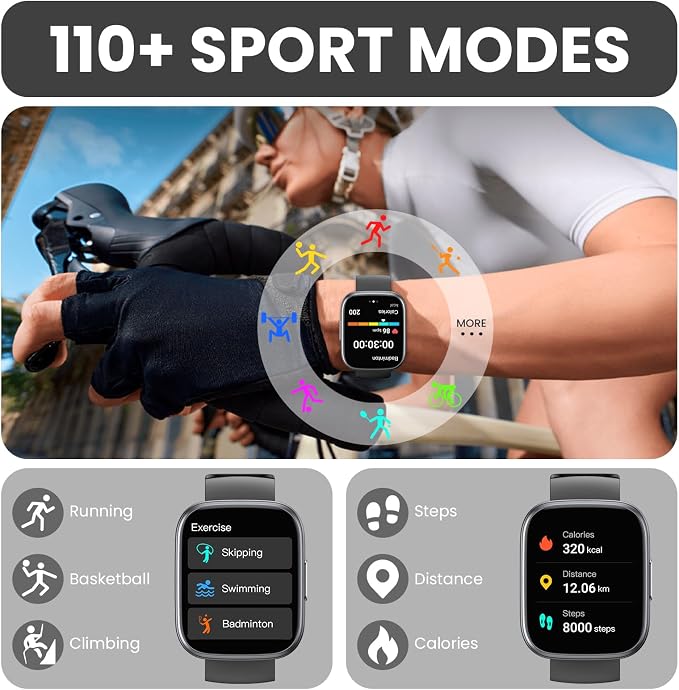 Smart Watch for Men Women (Answer/Make Call), 1.95" Touch Screen Fitness Watch with Heart Rate/Sleep Monitor, IP68 Waterproof Smartwatch for Android iOS, Activity Tracke with 120+ Sports Modes, Black