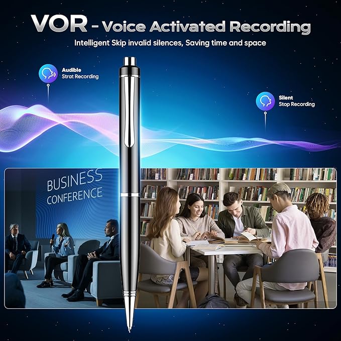 Voice Recorder with Playback, 128GB Digital Voice Activated Recorder with Intelligent Noise Reduction, Recording Device, 4800Hrs Smart Tap Dictaphone for Lectures Meeting, Class, Work, Interviews