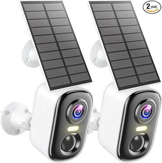 MISECU 2K Solar Camera Outdoor Wireless, WiFi Cameras for Home Security with Solar Panel, Spotlight Color Night Vision, AI Motion Detection, Siren Alarm, 2-Way Talk, IP66, Cloud/SD Storage 2 Pack