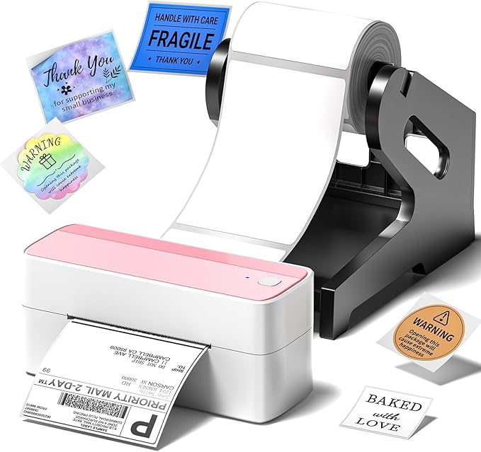 Phomemo Bluetooth Thermal Label Printer, 241BT 4X6 Wireless Shipping Label Printer for Small Business Pink