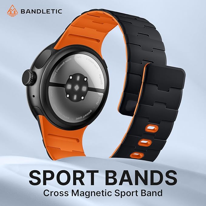 Bandletic Magnetic Silicone Bands Compatible with Google Pixel Watch 4/3/2/1 41mm for Women and Men, Rugged Soft Sport Strap Replacement Wristband