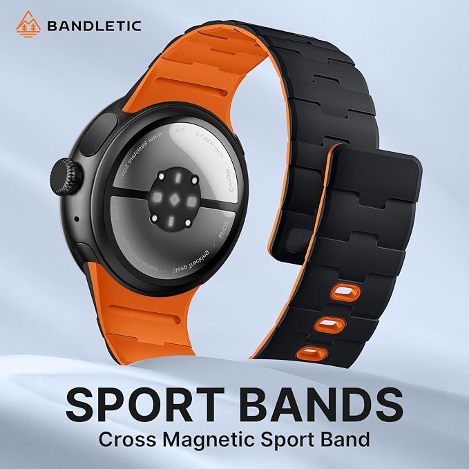 Bandletic Magnetic Silicone Bands Compatible with Google Pixel Watch 4/3 45mm Band for Women and Men, Rugged Soft Sport Strap Replacement Wristband
