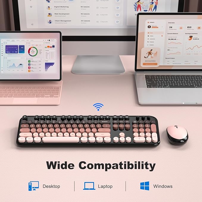 MOFII Wireless Keyboard and Mouse Combo - BlackBerry Gradient Full-Sized Plug and Play Colorful Computer Keyboards - 104 Keys Round Keycap USB 2.4G Cute Keyboard for Windows/Laptop/Mac/Desktop/PC