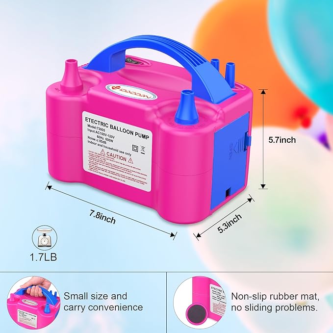 IDAODAN Electric Balloon Pump, Portable Electric Balloon Blower Machine Inflator Air Pump for Party Decorations