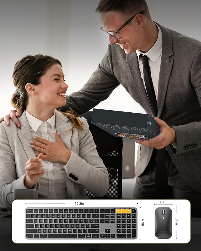 ProtoArc Backlit Bluetooth Keyboard and Mouse for Mac, KM100-A Full Size Wireless Keyboard Mouse for Mac, Multi-Device, Rechargeable, No USB, for MacBook Pro/Air, iPhone, iPad, Space Gray