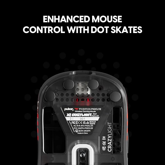 Pulsar Gaming Gears X2 Crazylight Wireless Gaming Mouse, Ultra Lightweight 1.27 oz (36g), Optical Switch, 32000 DPI, 750 IPS, XS-1 Sensor, 8k Compatible (Mini, Black, T1 Edition)
