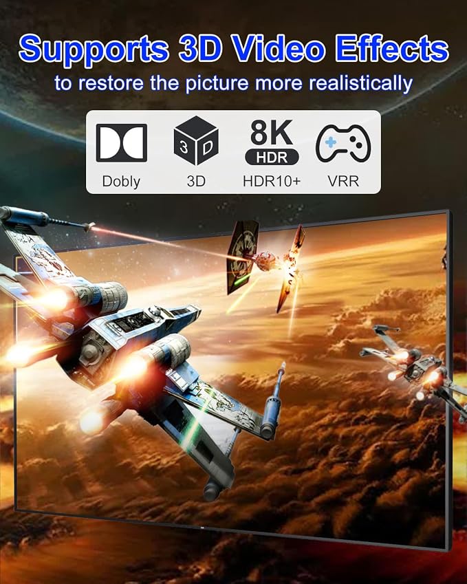 Hdmi Switcher 4 in 1 Out - New 8K@60Hz 4K@240Hz/144Hz/120Hz HDMI Splitter with Remote Support 3D/HDR/HDCP2.3, for PS5/4 Xbox Nintendo Switch Roku Apple TV Fire Stick 4 Port 8k HDMI2.1 Switch