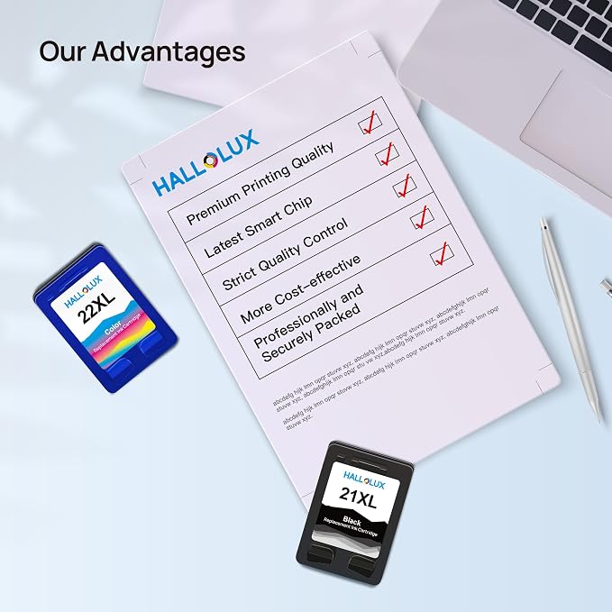21XL 22XL Ink Cartridges Combo Pack Replacement for HP 21 22 Ink Cartridges Combo Pack with HP DeskJet F2210 F4180 F380 F300 F4140 F340 OfficeJet 4315 J3680 1410 Printer (1 Black, 1 Color, 2 Pack)
