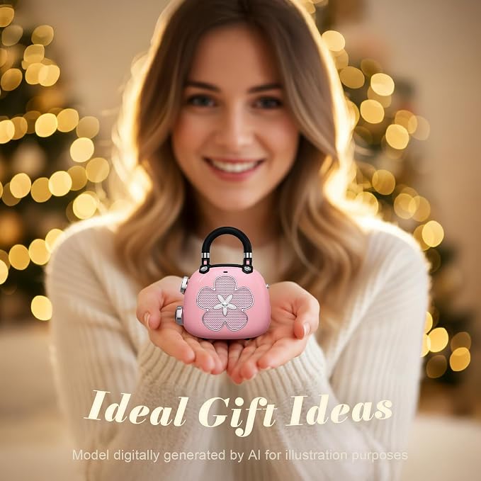 DOSS Candy 2-in-1 Mini Bluetooth Speaker & Cute Bag Charm with Loud Sound - A Perfect Fusion of Impressive Sound and Fashion Charm, Crafted to Surprise Women, Girlfriend, Wife, BFF, Teens-Light Pink
