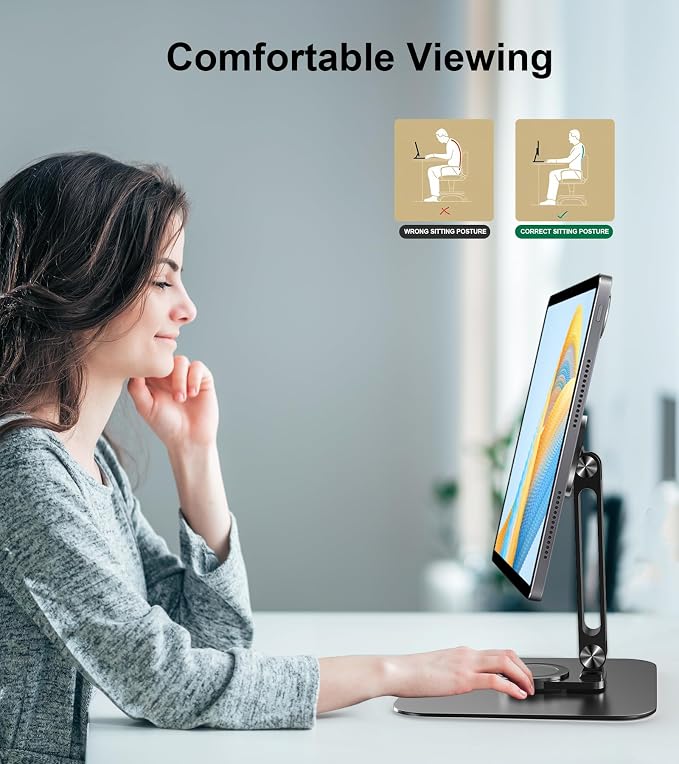 Adjustable Magnetic Stand Holder for 10-18.5 Inch Small Portable Monitor Tablet, Aluminum Alloy Foldable Arm Swivel Desk POS Stand Mount for iPad Air Mini Pro 12.9 13, Samsung Galaxy Tabs