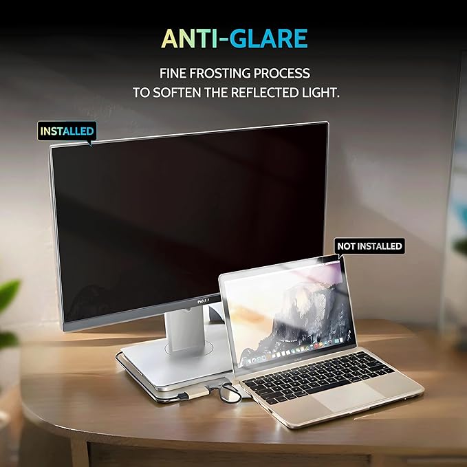 Peslv [2 Pack] 25 Inch Privacy Screen for Computer Monitor 16:9 Aspect Ratio, Eye Protection Anti Blue Light Glare Shield, 25inch Removable Black Blackout Anti Spy Desktop Security Private Filter