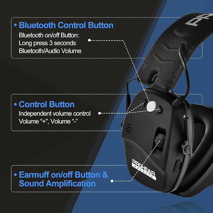 PROHEAR Ear Protection Safety Earmuffs for Shooting Noise Reduction Slim Hearing Protector