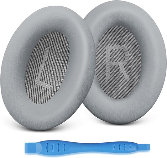 GEVO Ear Pads Cushions Replacement for Bose QC35 ii QC35, Earpads for Bose QuietComfort 35ii 35 Headphones with Protein Leather Noise Isolation Memory Foam (Silver)