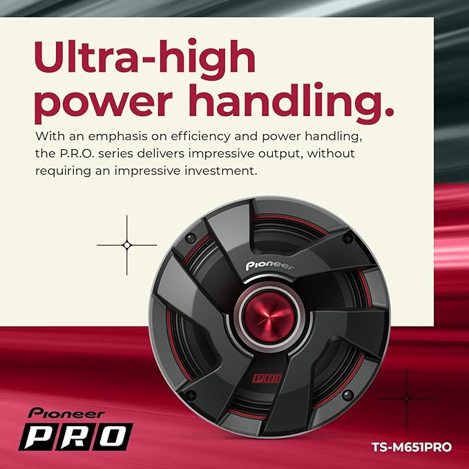 Pioneer P.R.O. Series TS-M651PRO 6.5” Speakers (Pair) – 500W Max, Perfect for high-SPL Builds and pro-Level car Audio