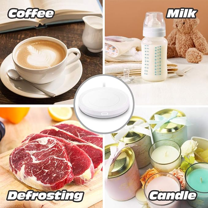 Smart Coffee Warmer, Auto On/Off Gravity-induction Mug Warmer for Office Desk Use, Candle Wax Cup Warmer Heating Plate (Up To 131F/55C)