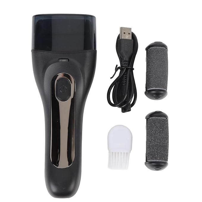Electric Callus Remover Powerful Motor Electric Foot File Complete Accessories Cordless Use for Home Use (Black)