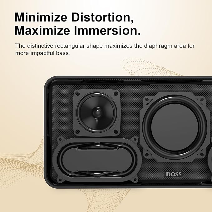 DOSS SoundBox XL Bluetooth Speaker with Subwoofer, Booming Bass, Dual DSP Technologies, 10H Playtime, TWS, 2.1 Audio Channel, Ideal Christmas & White Elephant Gift for Men, Women-Black