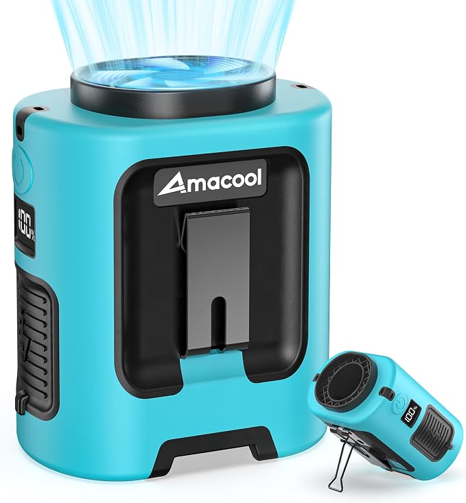 AMACOOL Mini Portable Waist Fan Clip on, Gifts for Father Him Men Dad Husband, 13000RPM Rapid-Cooling Personal Neck Fans, Wearable Shirt Belt Fan for Women Men Outdoor Work Jobsite Travel Camping