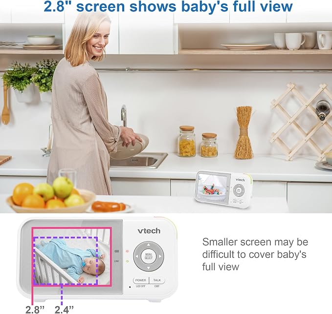 VTech Baby Monitor No WiFi, 2 Cameras & Remote Pan-Tilt-Zoom for Twins & Two Rooms – Hack-Proof, 19Hr Battery, 1000ft Range, Auto Night Vision, Temperature Sensor | VM923-2