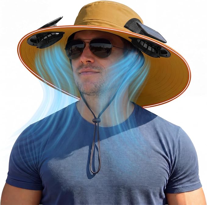 Solar Fan Hat with Steel Brim for Men Women UPF 50+ Garden Outdoor Fishing Beach Essential