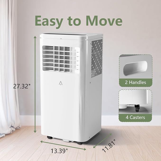 10000 BTU Portable Air Conditioner, Cools Rooms up to 450 Sq.Ft. for Bedroom, 3-in-1 AC Unit with Dehumidifier & Fan Modes, LED Display, Remote Control & Window Kit for Home, Office, Apartment