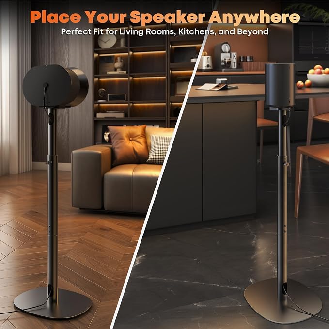 Speaker Stands for Sonos Era 100 SL, Era 100 & Era 300 - Height Adjustable Floor Stands 29.1''–39'', Dual-Mount Base Design, Concealed Cable Management, 11 lbs Max Load, Pack of 2, Black