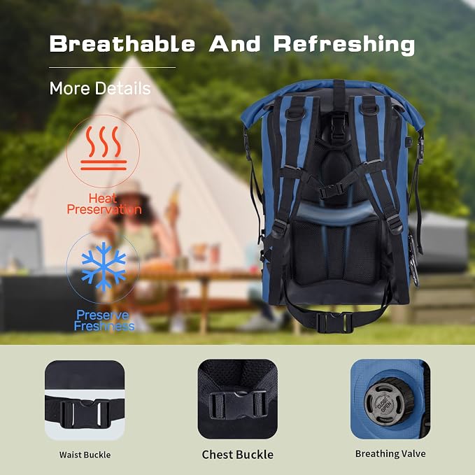 48cans Large Cooler Backpack Insulated Waterproof for Men Women Insulated Backpack Cooler Leak Proof Waterproof for 12 Hours Cooling for Camping Picnic Hiking Beach Travel Kayaking