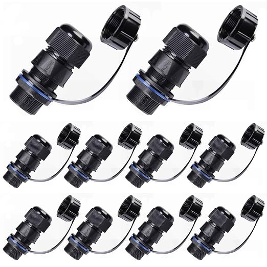 10PCS Panel Mounting RJ45 Waterproof Connector Cat5/5e/6 Ethernet LAN Cable Coupler with Waterproof/Dust Cap Cover for Outdoor Network