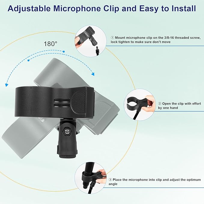 Mippko Microphone Stand Holder,21.5" Long Flexible Adjustable Magic Arm Super Crab Clamp Mic Clip 3/8"-16 to 5/8"-27 Adapter Mount,Compatible with Shure/Fifine /AT2020 /Pyle/Blue Snowball/Razer