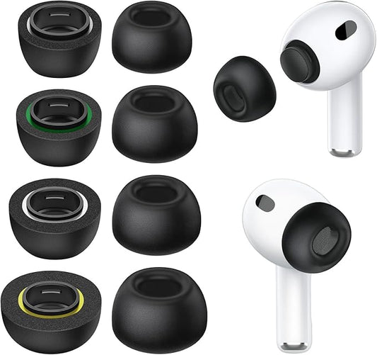 Memory Foam Ear Tips for AirPods Pro 3, Secure Fit, Noise Cancel Improved, Cushiony Memory Foam Tips with Portable Storage Box, Replacement Ear Tip (Assorted XS/S/M/L, 4 Pairs)