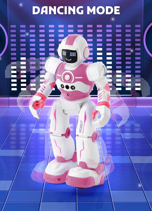 Robot Toys for Kids,Programmable Remote Control Smart Walking Dancing Robot Toy with Gesture & Sensing for Age 4 5 6 7 8 9 10 Year Old Boys Girls for Birthday Present,Pink
